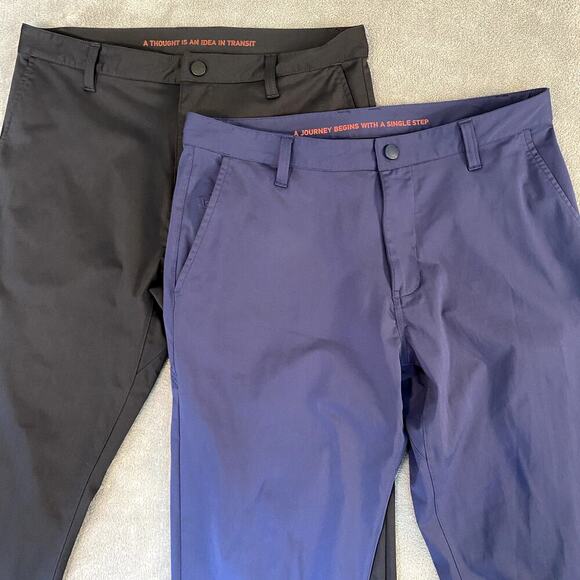 Rhone Men’s Chino Golf Pants Lot of 2 Size 32 Blue & Black Slim Fit Tapered Zip - Picture 1 of 16